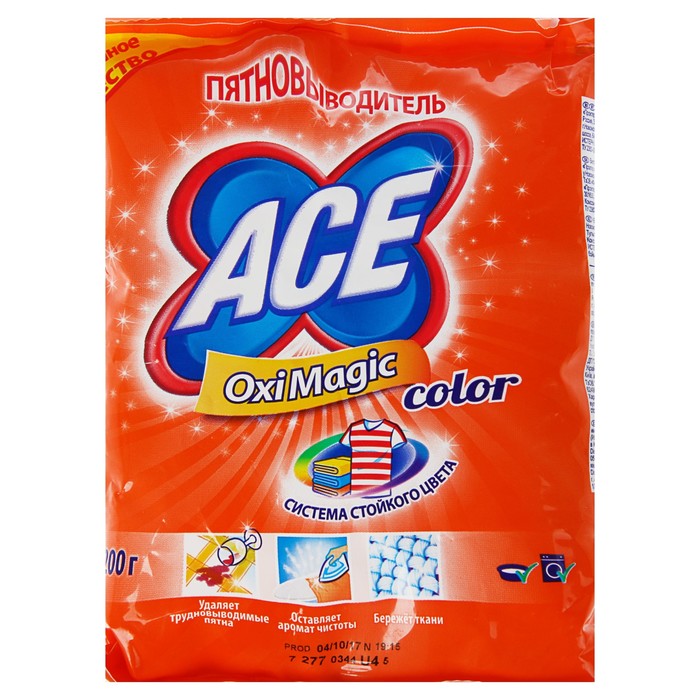 Пятновыводитель Ace Oxi Magic для цветных вещей, 200 г