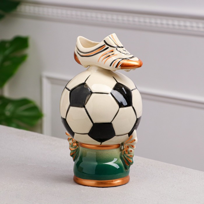 Копилка "Футбольный мяч", глянец, керамика, 22 см, микс - фото 882569