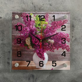 Часы настенные, серия: Цветы, ′Сирень в белой вазе′, 25х25  см в Донецке