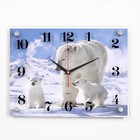 Часы настенные, серия: Животный мир, "Белые медведи", плавный ход, 30 х 40 см - фото 291456