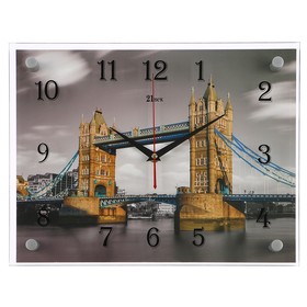 Часы настенные, серия: Город, "Тауэрский мост, Красный и Ч/Б", 30х40  см, микс