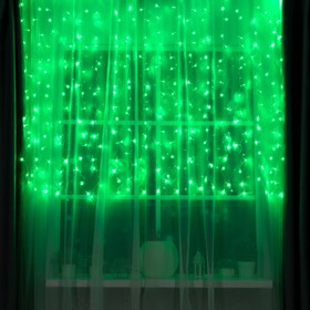 Гирлянда "Занавес" 2 х 1.5 м , IP20, прозрачная нить, 360 LED, свечение зелёное, 8 режимов, 220 В
