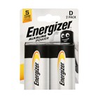 Батарейка алкалиновая Energizer +PowerSeal, D, LR20-2BL, 1.5В, блистер, 2 шт. 190605 - фото 5497861