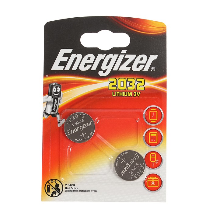 Батарейка литиевая Energizer, CR2032-2BL, блистер, 2 шт.