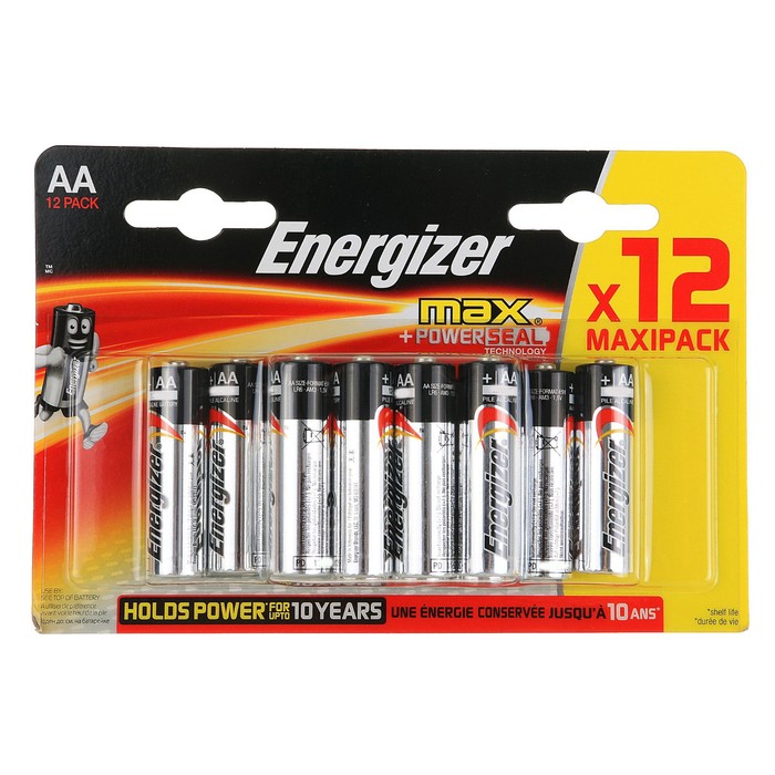 Батарейка алкалиновая Energizer Max, AA, LR6-12BL, блистер, 12 шт.