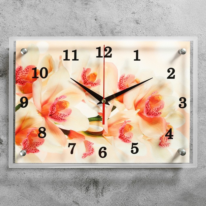Часы настенные, серия: Цветы, "Орхидея", 25х35  см, микс