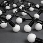 Гирлянда «Нить» 10 м с насадками «Шарики 2.5 см», IP44, тёмная нить, 100 LED, свечение бело-синее, мигание, 220 В 1080048