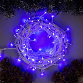 Гирлянда "Нить" 10 м , IP44, УМС, белая нить, 100 LED, свечение синее, 220 В в Донецке