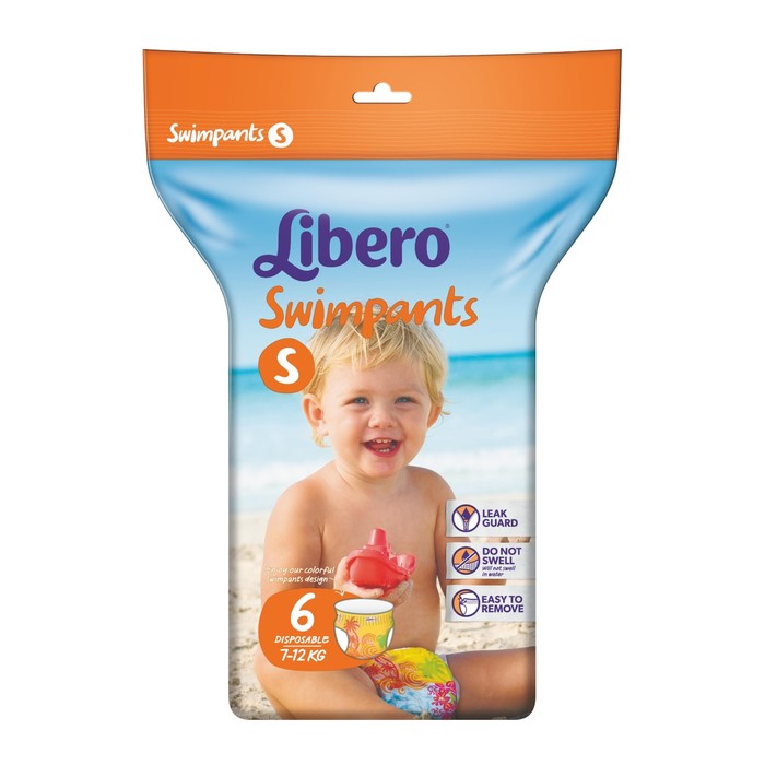 Трусики для плавания Libero Swimpants, размер S (7-12 кг), 6 шт