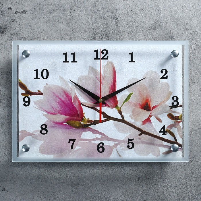 Часы настенные, серия: Цветы, "Бело-сиреневые цветы", 25х35  см, микс