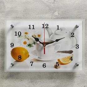 Часы настенные, серия: Кухня, "Чайная церемония и лимон", 20х30  см, микс
