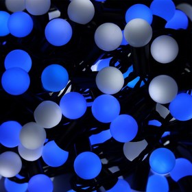 Гирлянда «Нить» 20 м с насадками «Шарики 1.5 см», IP44, тёмная нить, 200 LED, свечение бело-синее, мигание, 220 В
