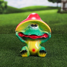 Садовая фигура "Лягушка Гриб", разноцветная, гипс, 29 см