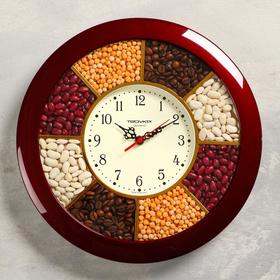 Часы настенные, серия: Кухня, "Специи", d-29 см, бордовый обод
