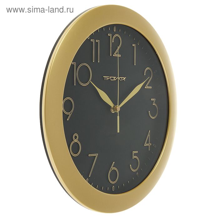 Часы настенные круглые "Золотая классика", накладные цифры, чёрный циферблат | vlarni-land