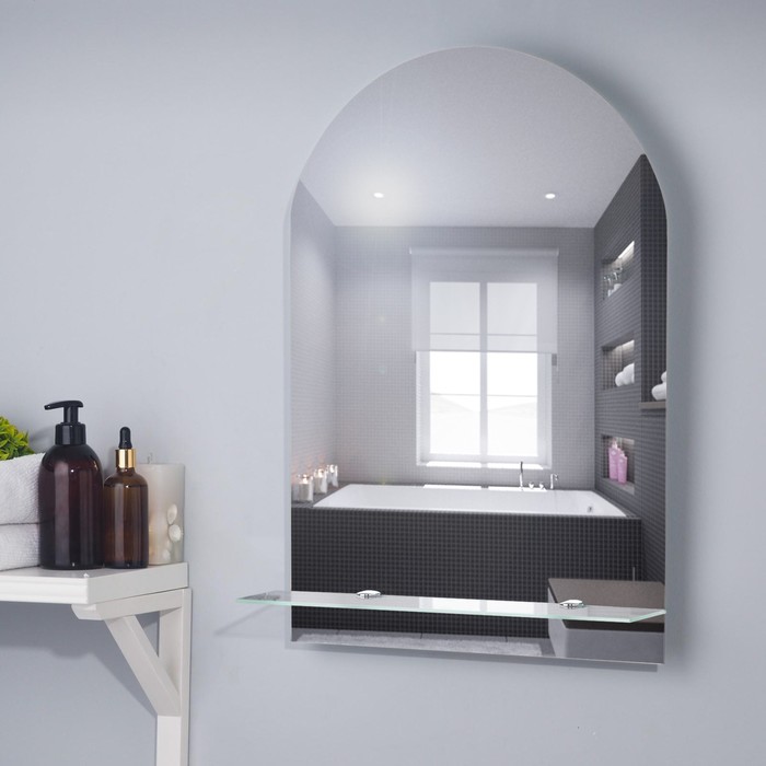 Зеркало «Арка», настенное, с полочкой, 39×59 см