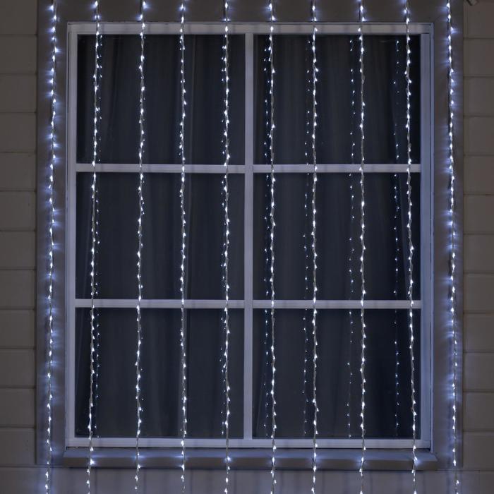 Гирлянда «Водопад» 2 × 3 м, IP44, УМС, белая нить, 800 LED, свечение белое, 8 режимов, 220 В - фото 538856