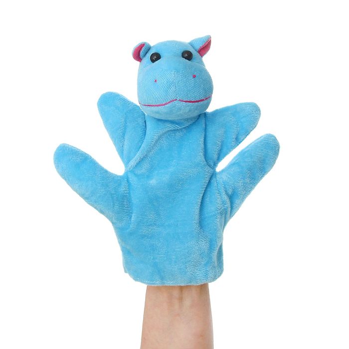 Мягкая игрушка на руку &quot;Бегемот&quot;, голубой цвет, на 4 пальца