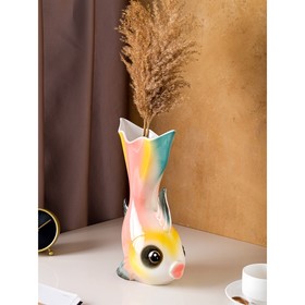 Ваза настольная "Золотая рыбка", разноцветная, 35 см, керамика