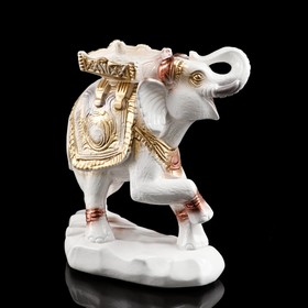 Статуэтка "Слон", бело-золотая, гипс, 25 см