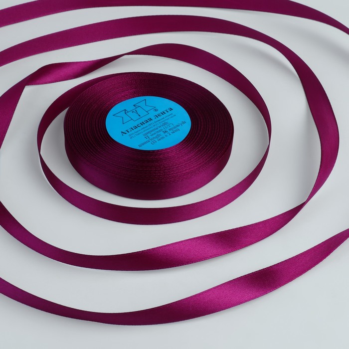 Лента атласная, 12 мм × 33 ± 2 м, цвет светло-лиловый №027
