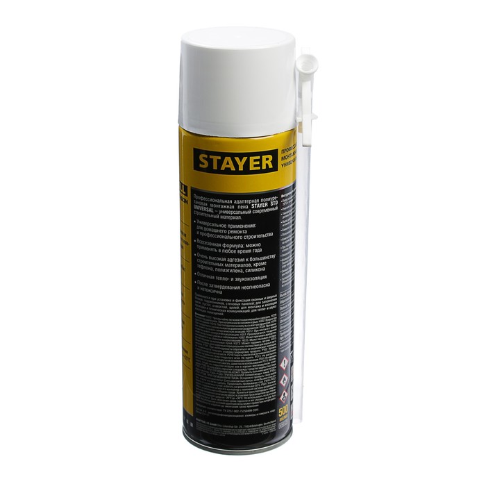 Пена монтажная STAYER Black MAX, адаптерная, всесезонная, 500 мл