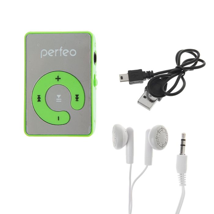Цифровой MP3-аудиоплеер Perfeo Music Clip Color, зелёный