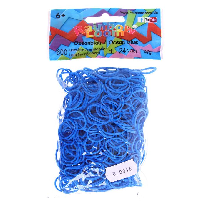Резиночки для плетения голубые, набор 600 шт., крепления, 24 шт.
