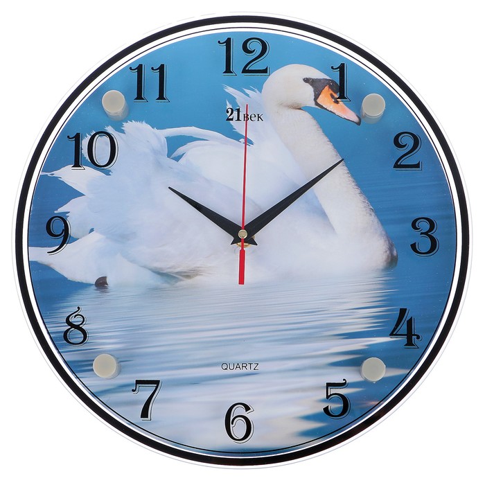 Часы настенные круглые "Великолепный лебедь", 30х30 см  микс