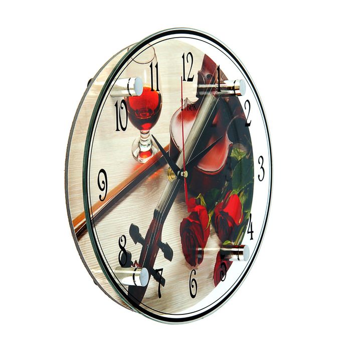 Часы настенные овальные "Скрипка и розы", 24х34 см