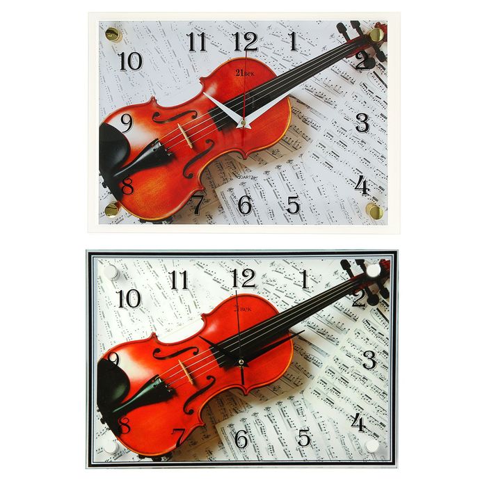 Часы настенные прямоугольные "Скрипка и ноты", 25х35 см микс