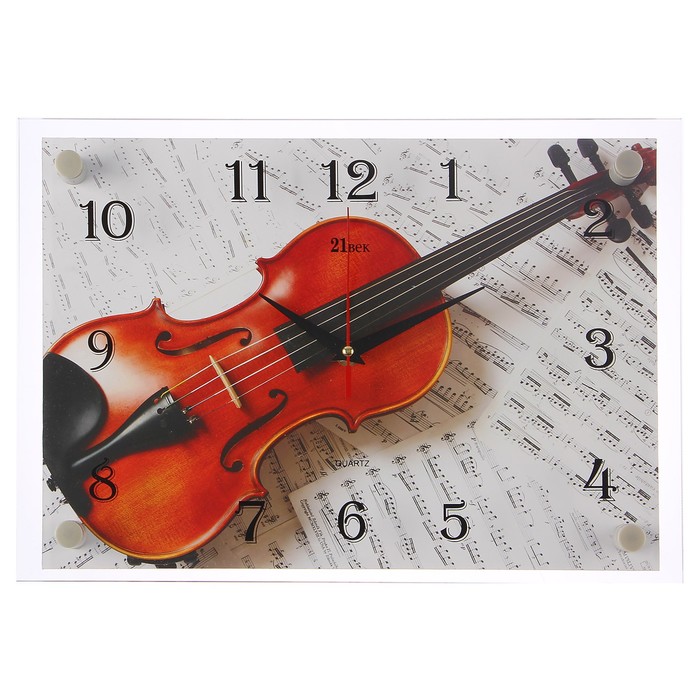 Часы настенные прямоугольные "Скрипка и ноты", 25х35 см микс