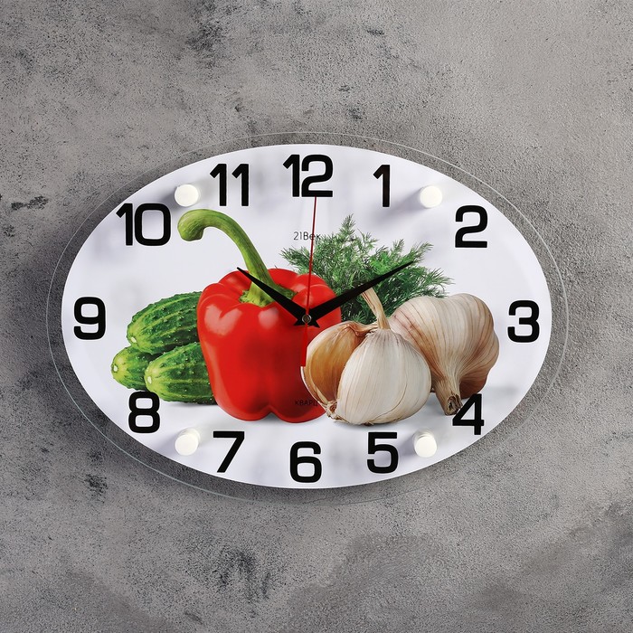 Часы настенные овальные "Овощи", 24х34 см микс