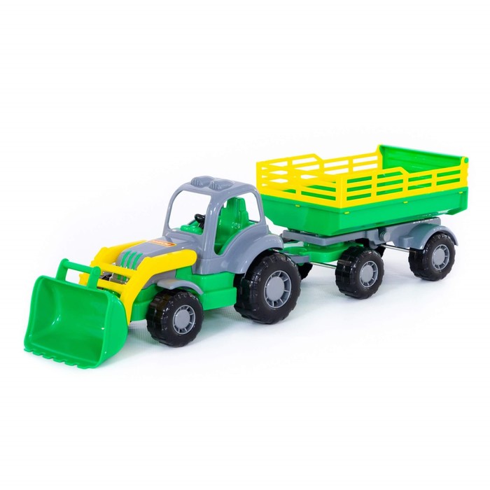 Трактор «Крепыш», с прицепом №2 и ковшом, цвета МИКС