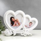 Photo frame for 2 photos 10x10 cm, 10x15 cm "Double heart with rose" white