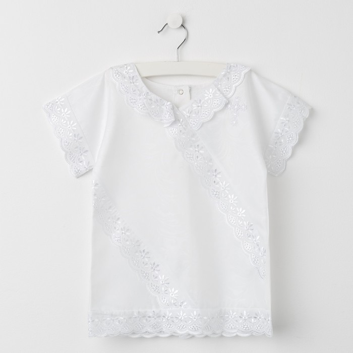 Набор крестильный (рубашка+чепчик) жаккард, рост 62-68 см, цвет белый 2044