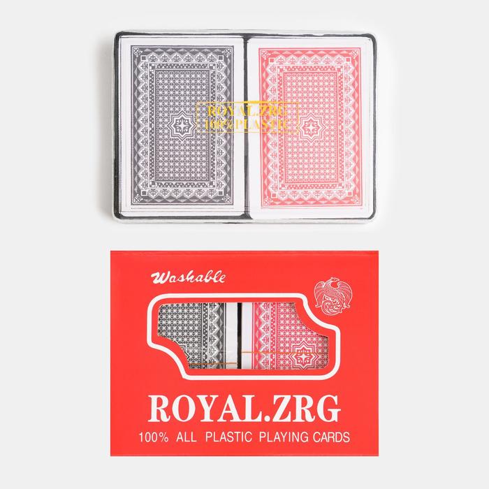 Набор пластиковых игральных карт Standard, 2 колоды по 54 шт., 25 мкм, 8,8 × 5,7 см, металлическая коробка