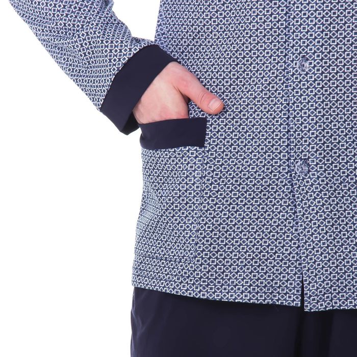 Пижама мужская (джемпер, брюки), размер 52(104), цвет серый/синий 121ХР1335