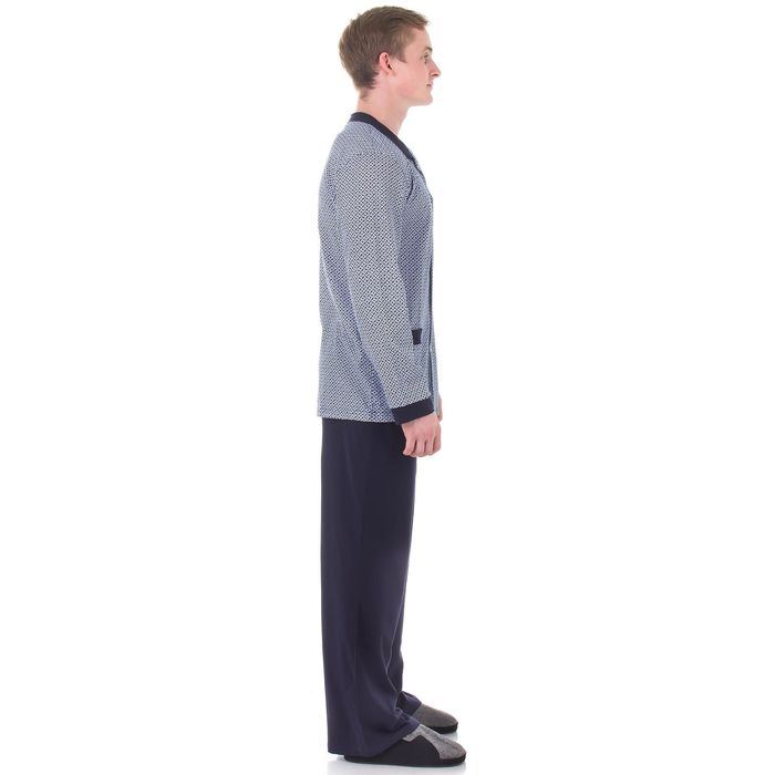 Пижама мужская (джемпер, брюки), размер 48 (96), цвет серый/синий,121ХР1335