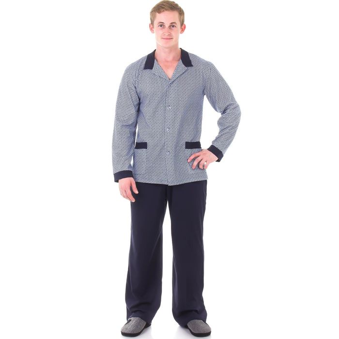 Пижама мужская (джемпер, брюки), размер 54 (108), цвет серый/синий 121ХР1335