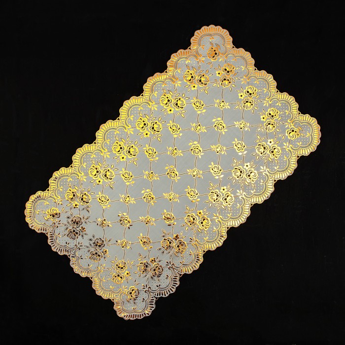 Салфетка ажурная ПВХ 100х60 см "Розы" золото