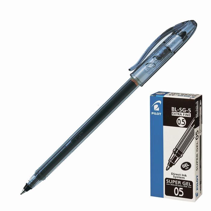 Ручка гелевая Pilot Super Gel 0.5 мм стержень черный, одноразовая (12 шт)