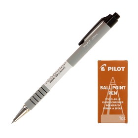 Ручка шариковая автоматическая Pilot, узел 0,7 мм, чернила синие масляная основа, корпус Soft Touch, корпус серый