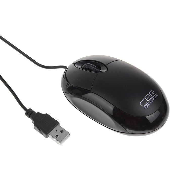 Мышь CBR CM 102 Black, оптическая, проводная, офисная, 1200 dpi, провод 1.3 м, USB
