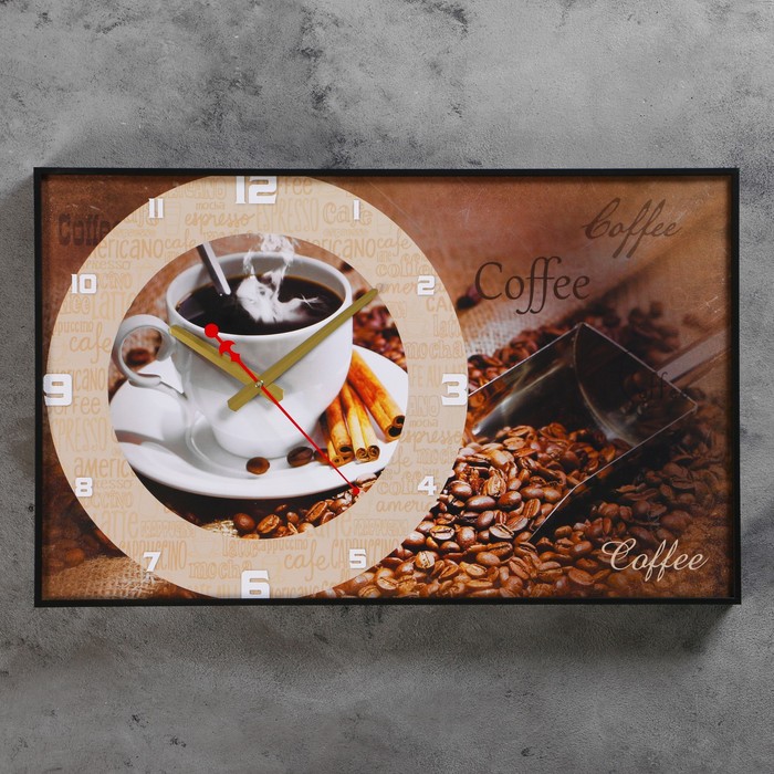 Часы-картина настенные, серия: Кухня, "Coffee", 57 х 35 х 4 см, микс - фото 111551