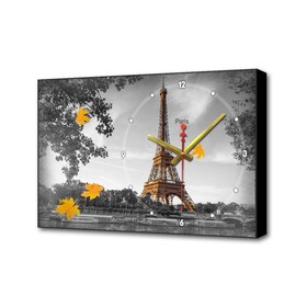 Часы-картина настенные, серия: Город,"Осенний париж II", 57 х 35 х 4 см