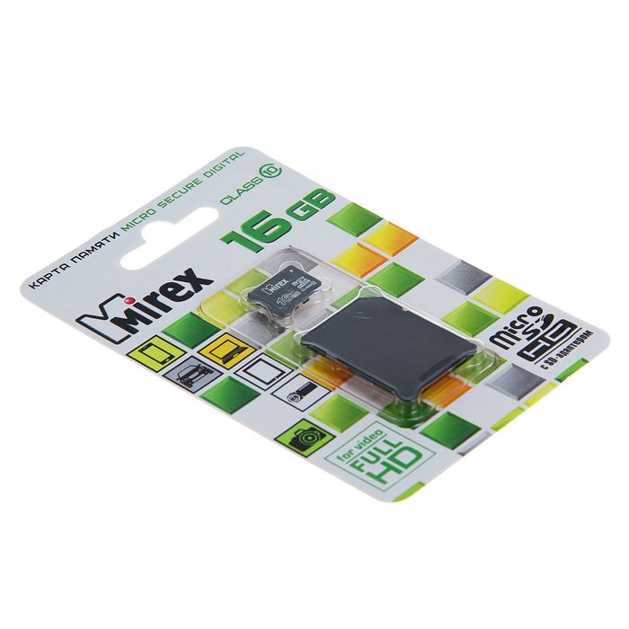 Карта памяти microSDHC MIREX 16Gb (class 10) + адаптер