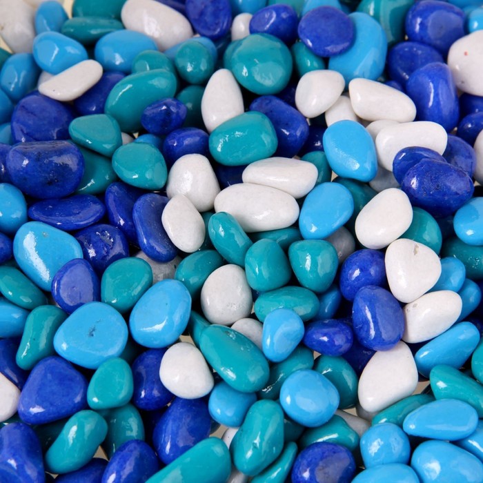 Грунт для аквариума "Галька цветная,  голубой-синий-белый-бирюзовый" 800г фр 8-12 мм
