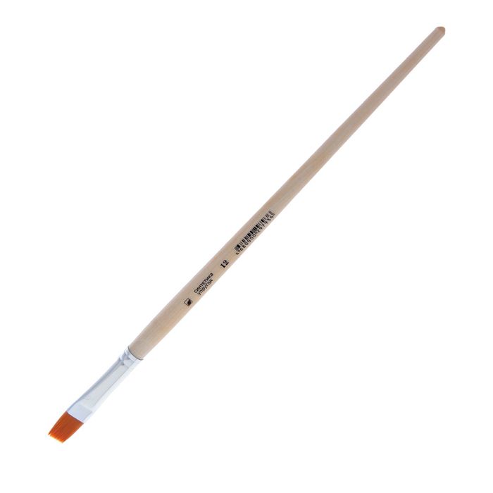 Кисть серии «Хобби» плоская, упругая, № 12, синтетика, d — 12 мм, L — 16 мм, удлинённая ручка
