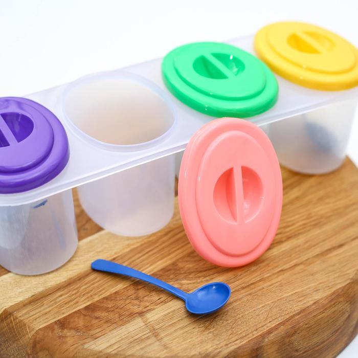 Набор ёмкостей для сыпучих продуктов, 250 мл, 4 отсека, цвет МИКС - фото 797667922